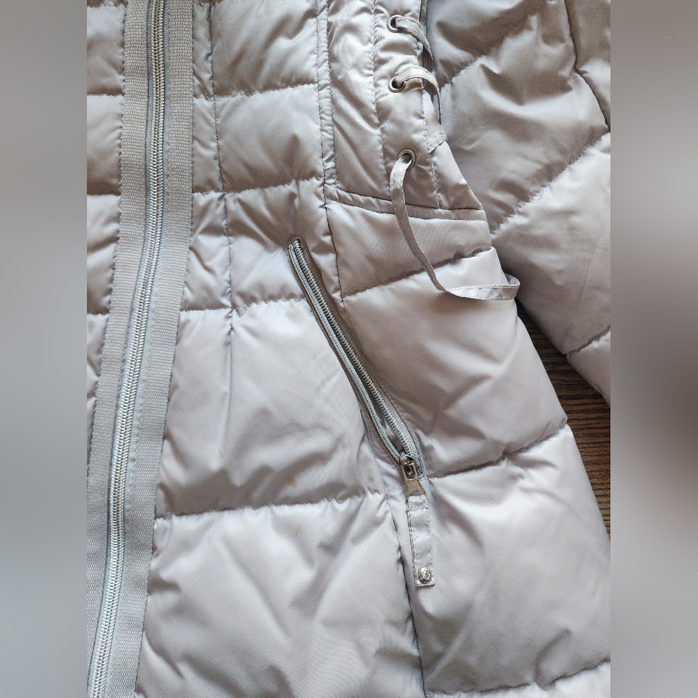 Size L - Laudry Light Grey Puffer Jacket With White Fur Collar - Picture 5 of 5